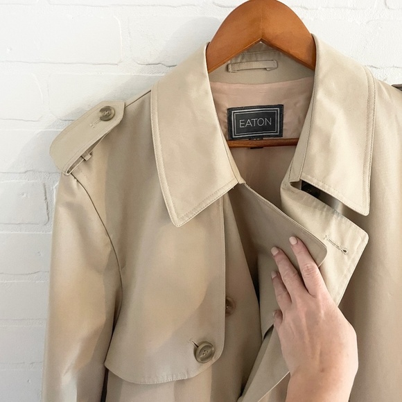 NWT Vintage Eaton Trenchcoat Dead stock Men/Unisex Cream Utility Military 44S - Picture 8 of 16